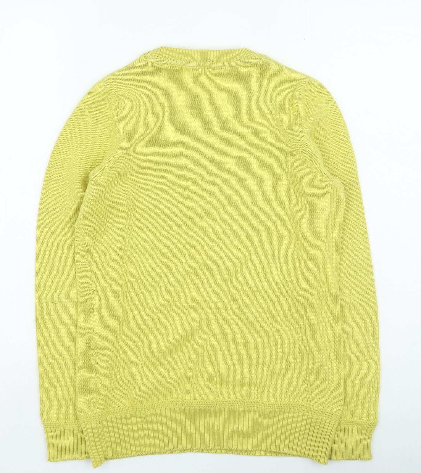 BHS Womens Yellow Round Neck Cotton Pullover Jumper Size 8