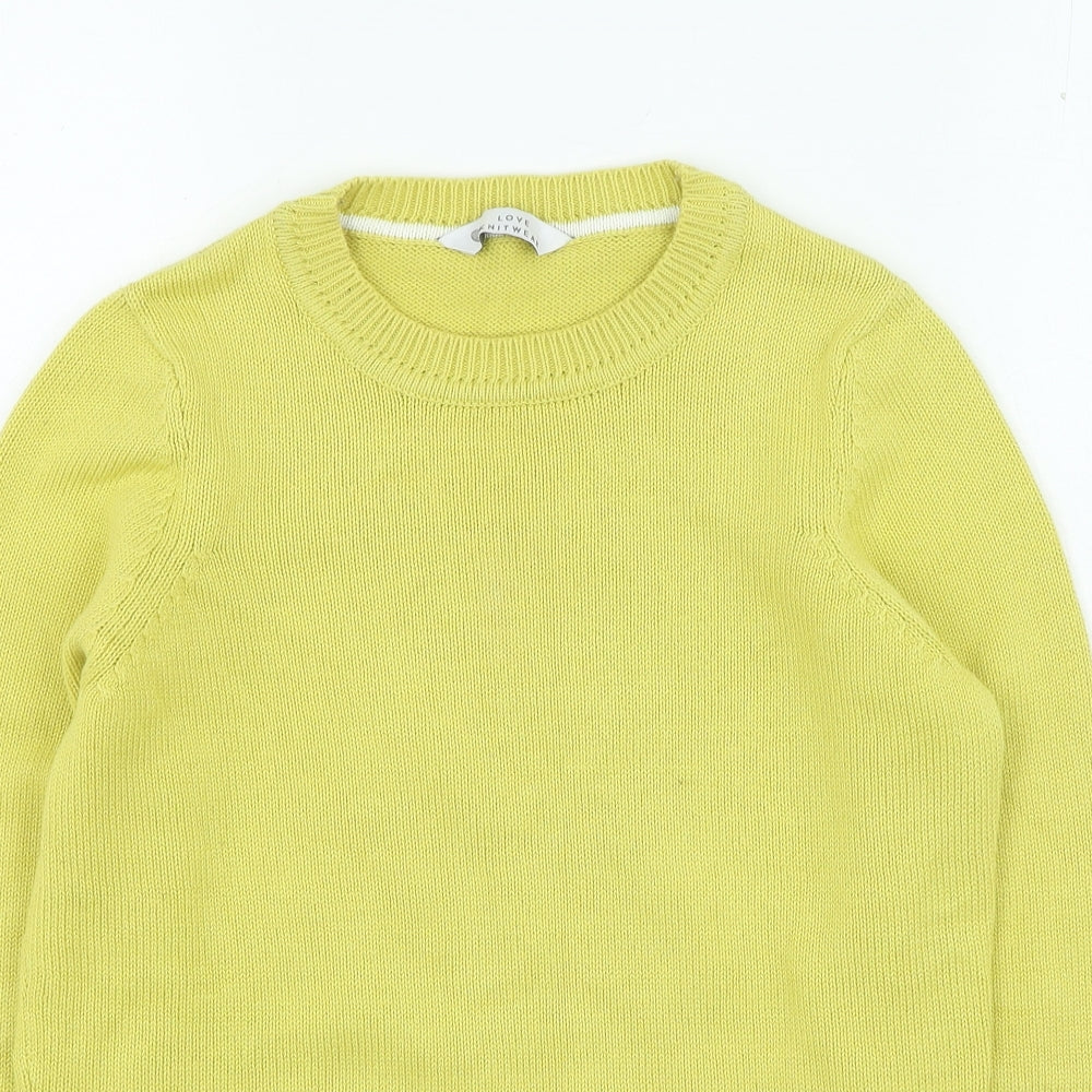 BHS Womens Yellow Round Neck Cotton Pullover Jumper Size 8