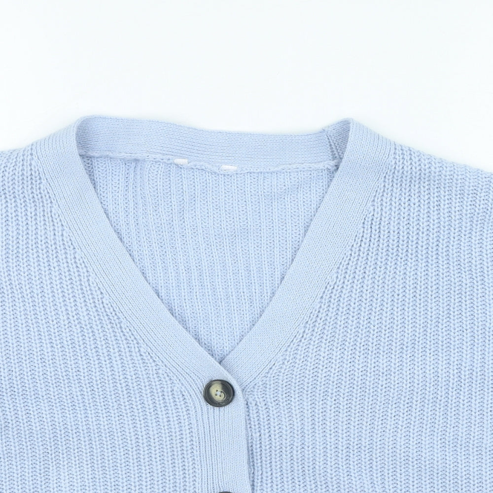 Pep & Co Womens Blue V-Neck Acrylic Cardigan Jumper Size L