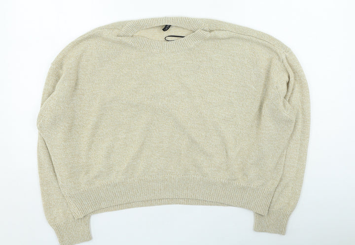 H&M Womens Beige Round Neck Acrylic Pullover Jumper Size L