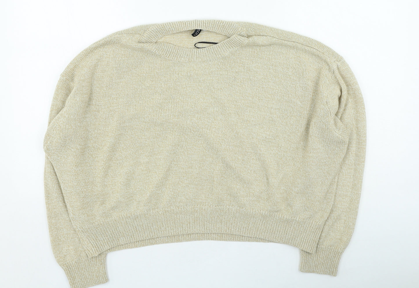 H&M Womens Beige Round Neck Acrylic Pullover Jumper Size L