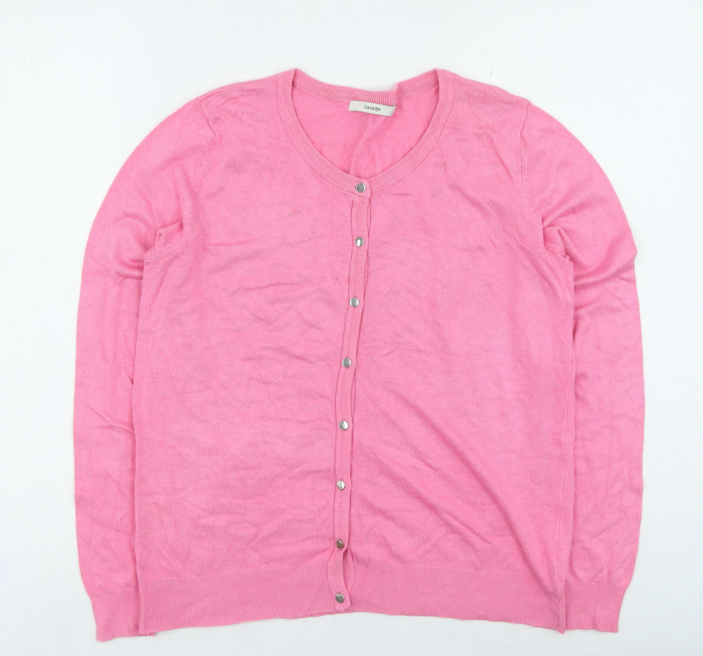 George Womens Pink Round Neck Viscose Cardigan Jumper Size 10