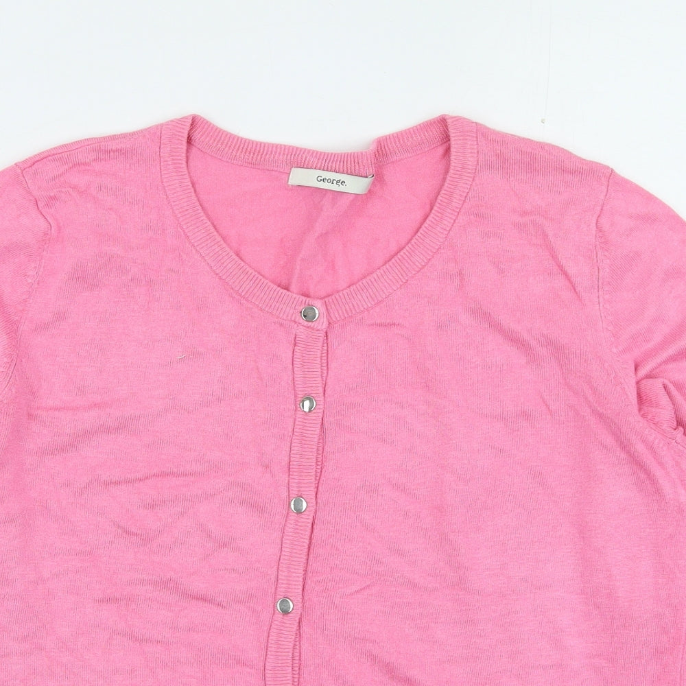 George Womens Pink Round Neck Viscose Cardigan Jumper Size 10