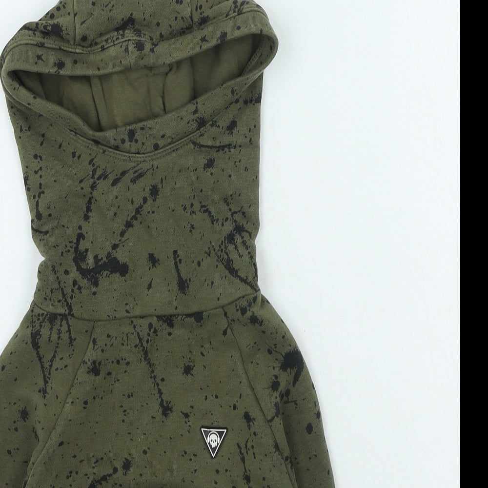 NEXT Boys Green Geometric Cotton Pullover Hoodie Size 3-4 Years