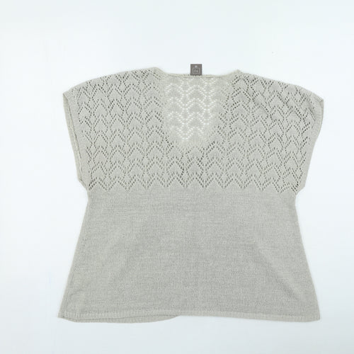 TU Womens Brown V-Neck Acrylic Cardigan Jumper Size 14