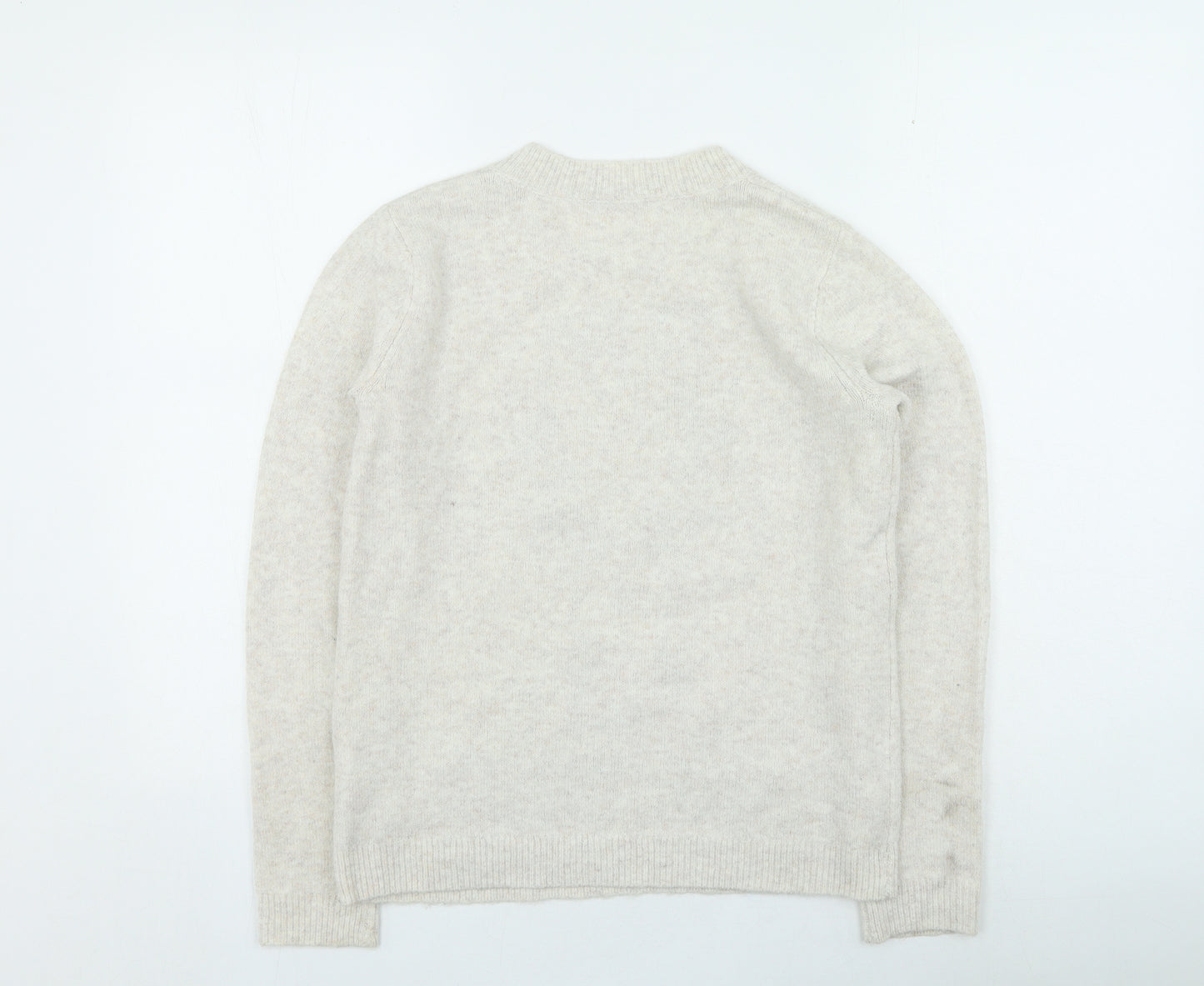 TU Womens Beige Round Neck Acrylic Pullover Jumper Size 10 - Christmas