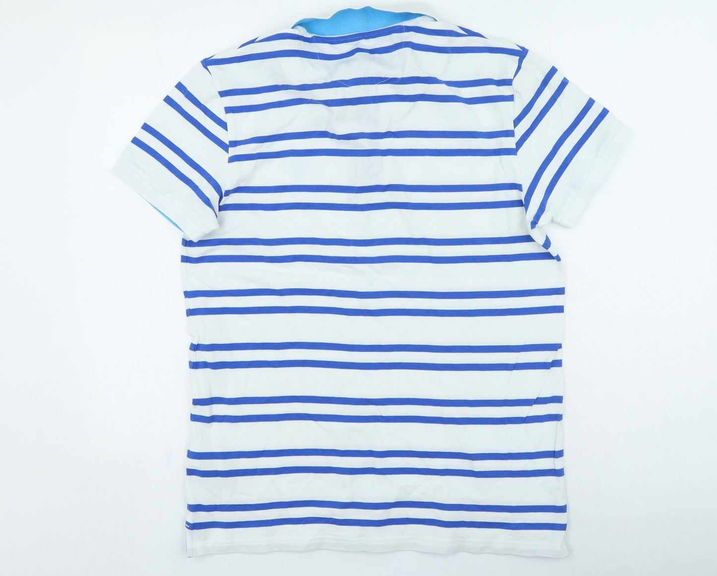 GANT Mens Blue Striped Cotton Polo Size L Collared Button