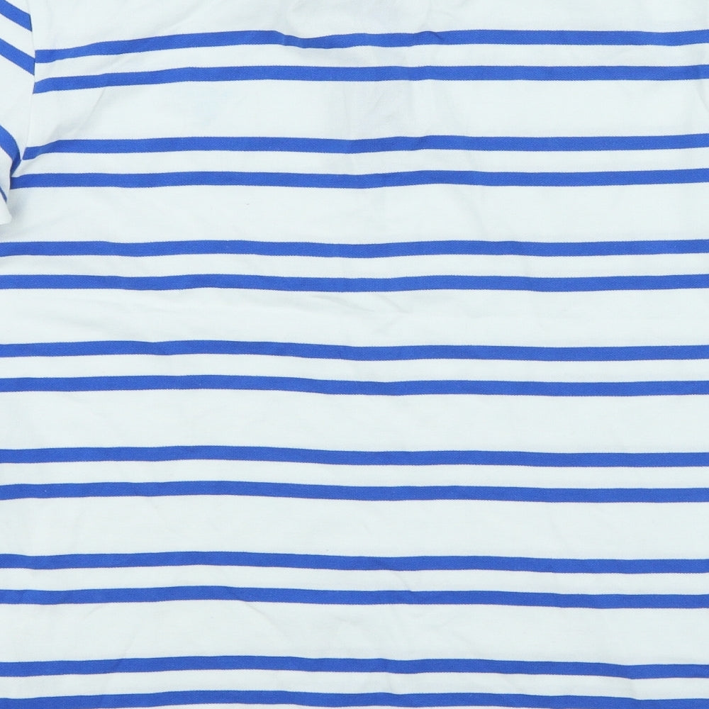 GANT Mens Blue Striped Cotton Polo Size L Collared Button