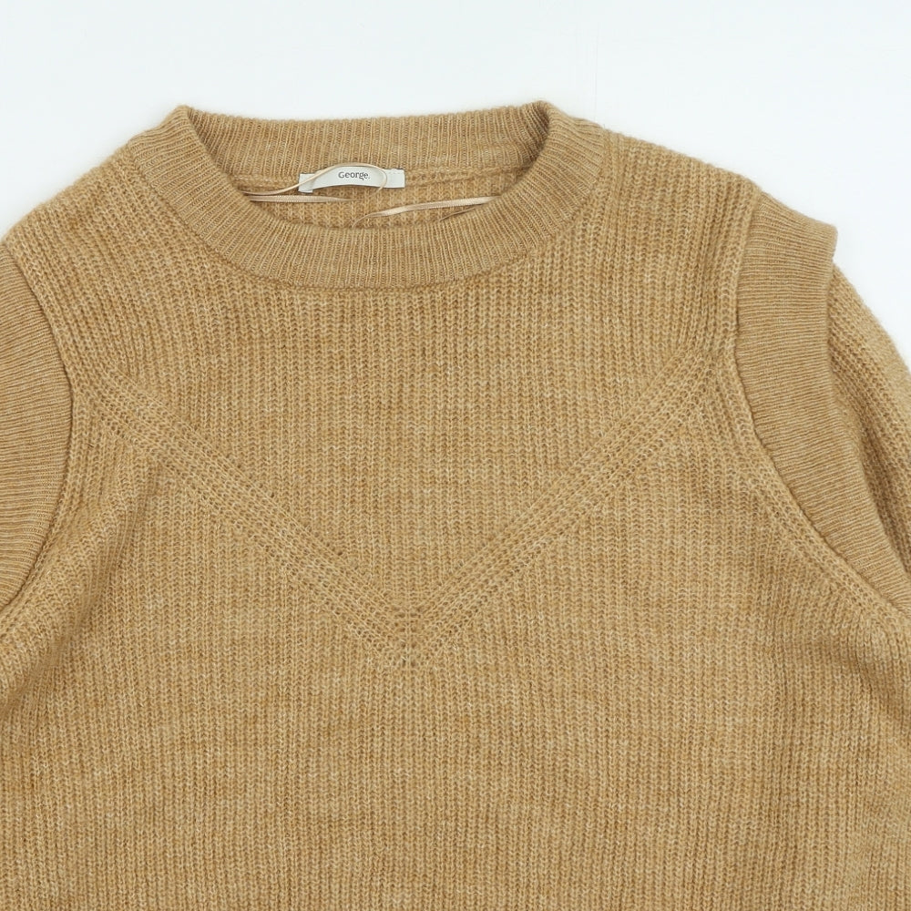 George Womens Brown Round Neck Acrylic Pullover Jumper Size XL