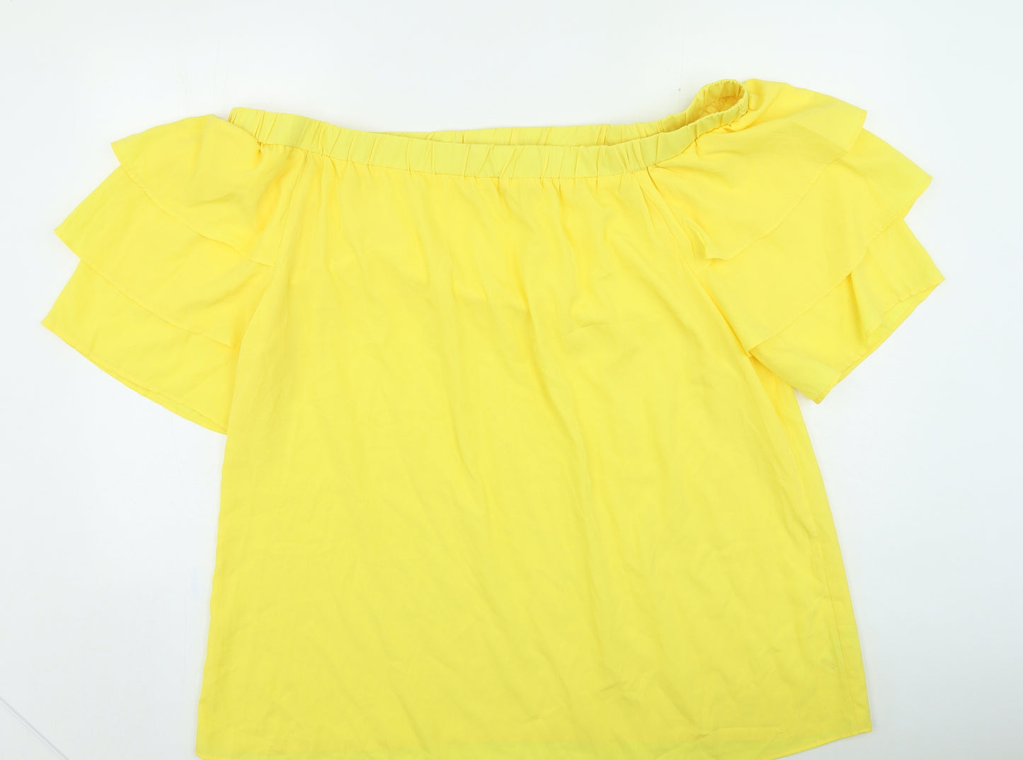 Pep & Co Womens Yellow Polyester Basic Blouse Size L Off the Shoulder