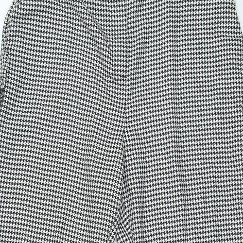 Simply Be Womens Black Check Polyester Cropped Trousers Size 16 L24 in Regular Zip