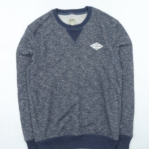 Jack Wills Mens Blue Round Neck Cotton Pullover Jumper Size S