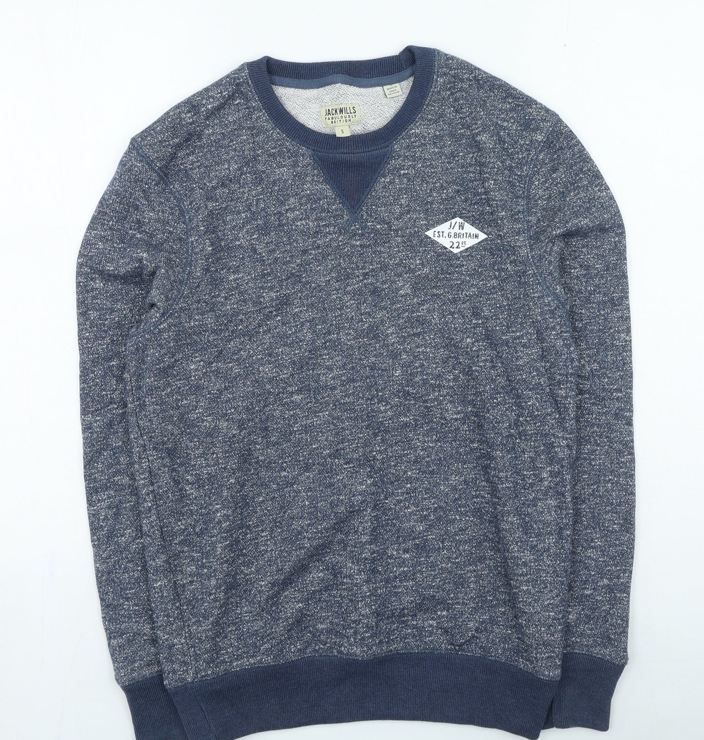 Jack Wills Mens Blue Round Neck Cotton Pullover Jumper Size S