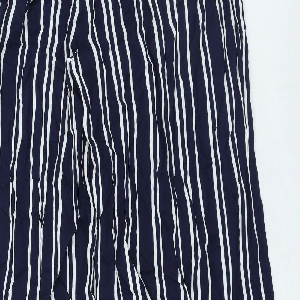 Primark Womens Blue Striped Viscose Trousers Size 12 L30 in Regular