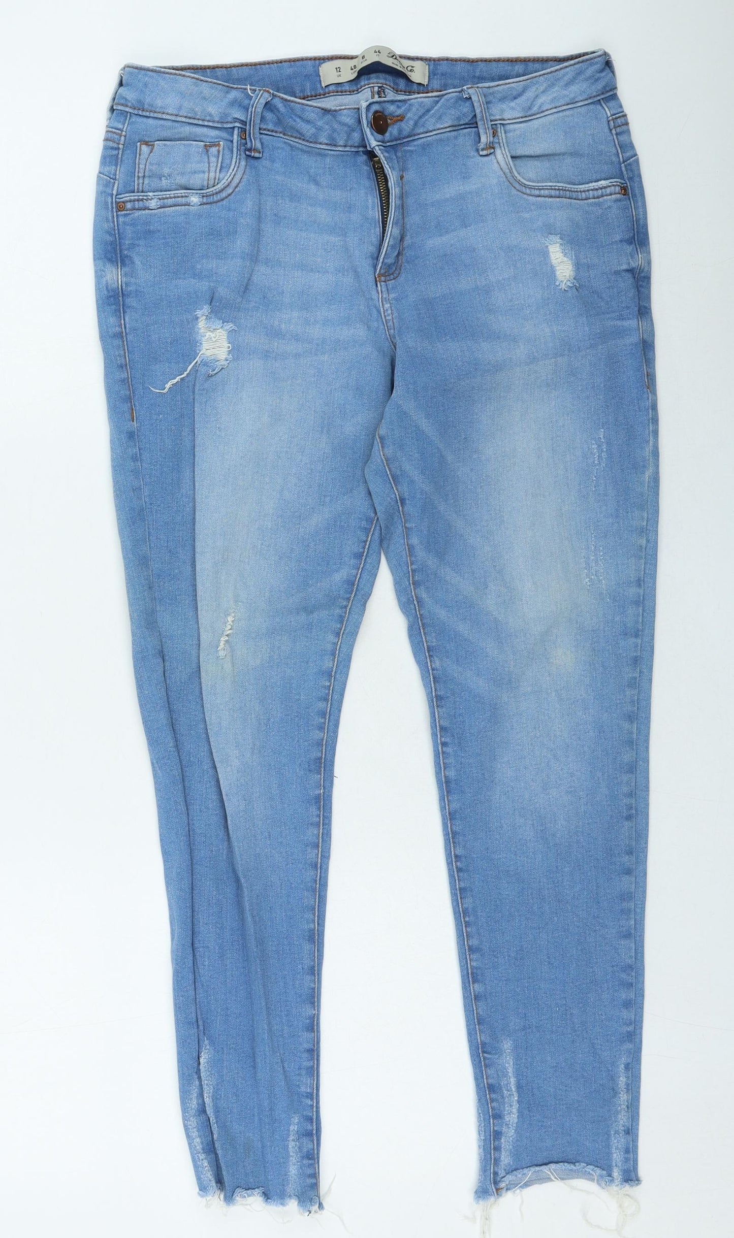 Denim & Co. Womens Blue Cotton Skinny Jeans Size 12 L25 in Regular Zip