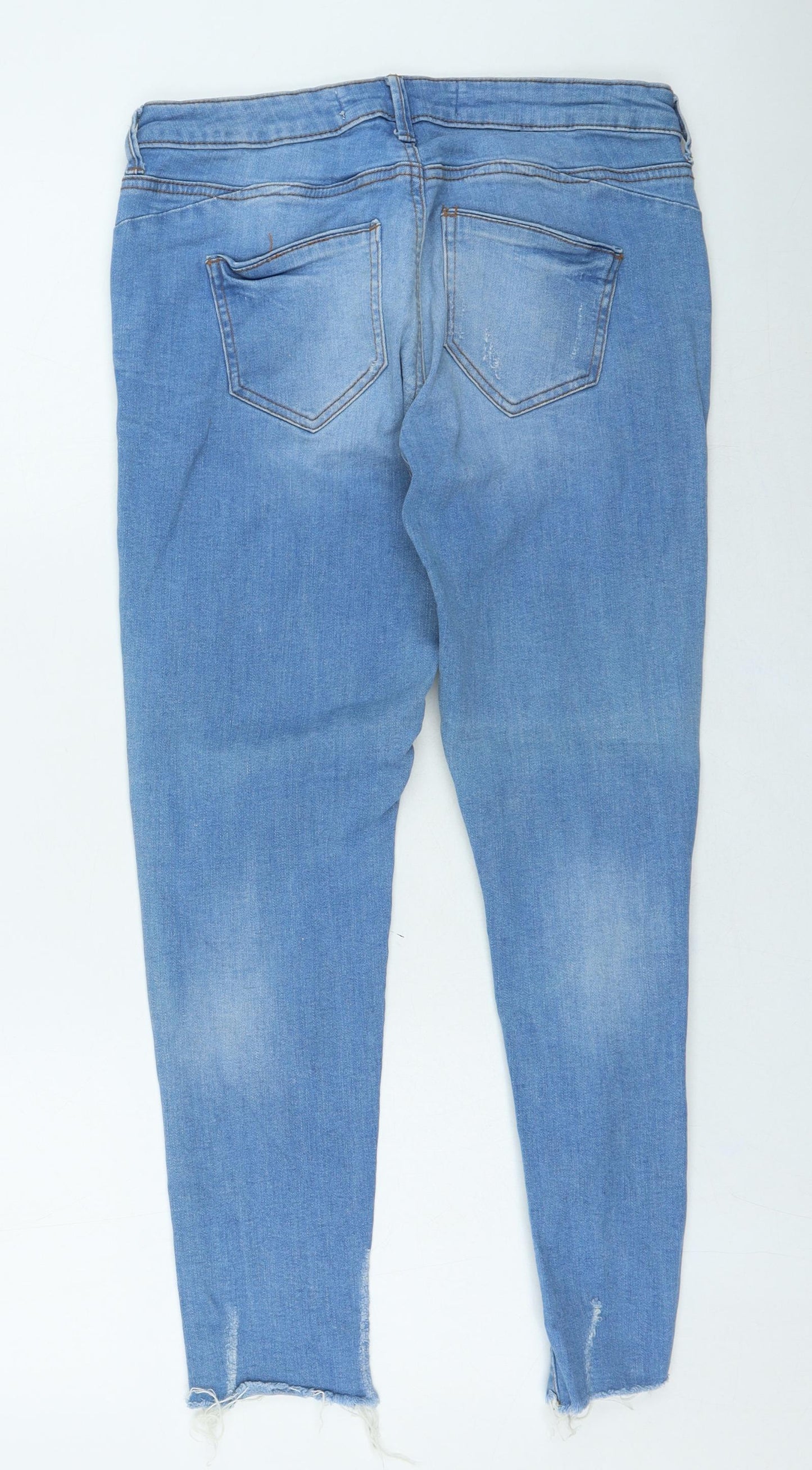 Denim & Co. Womens Blue Cotton Skinny Jeans Size 12 L25 in Regular Zip