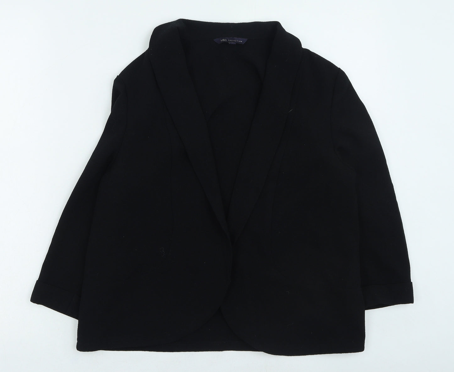 Marks and Spencer Womens Black V-Neck Polyester Cape Jumper Size 10