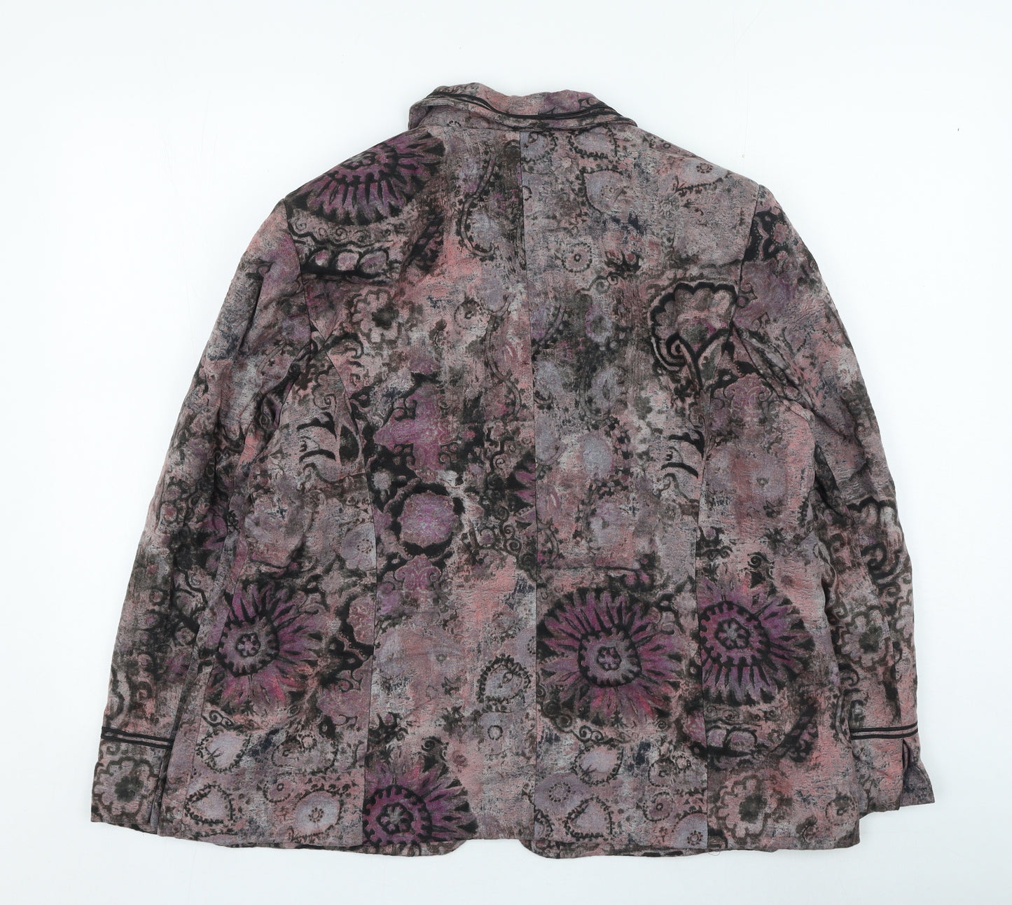 Marks and Spencer Womens Purple Geometric Jacket Size 18 Button