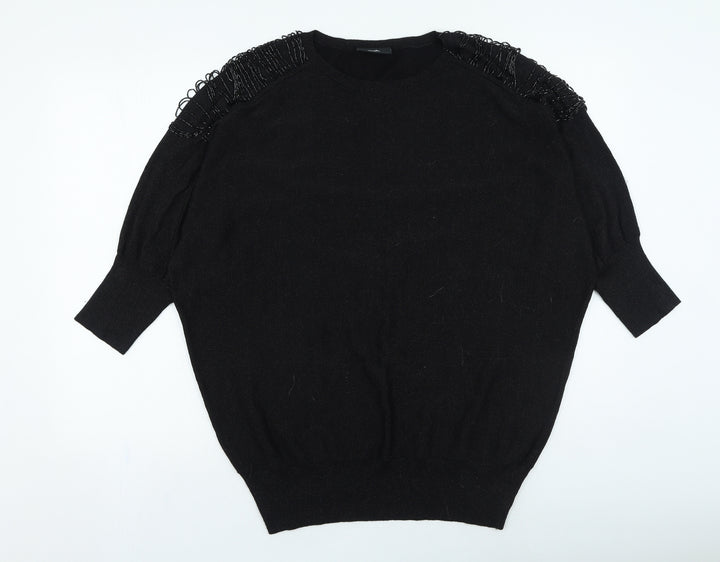 Wallis Womens Black Round Neck Acrylic Pullover Jumper Size M