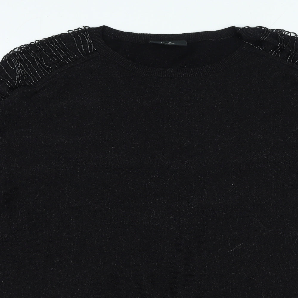 Wallis Womens Black Round Neck Acrylic Pullover Jumper Size M