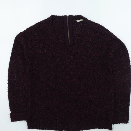 TU Womens Purple Round Neck Polyester Pullover Jumper Size 12