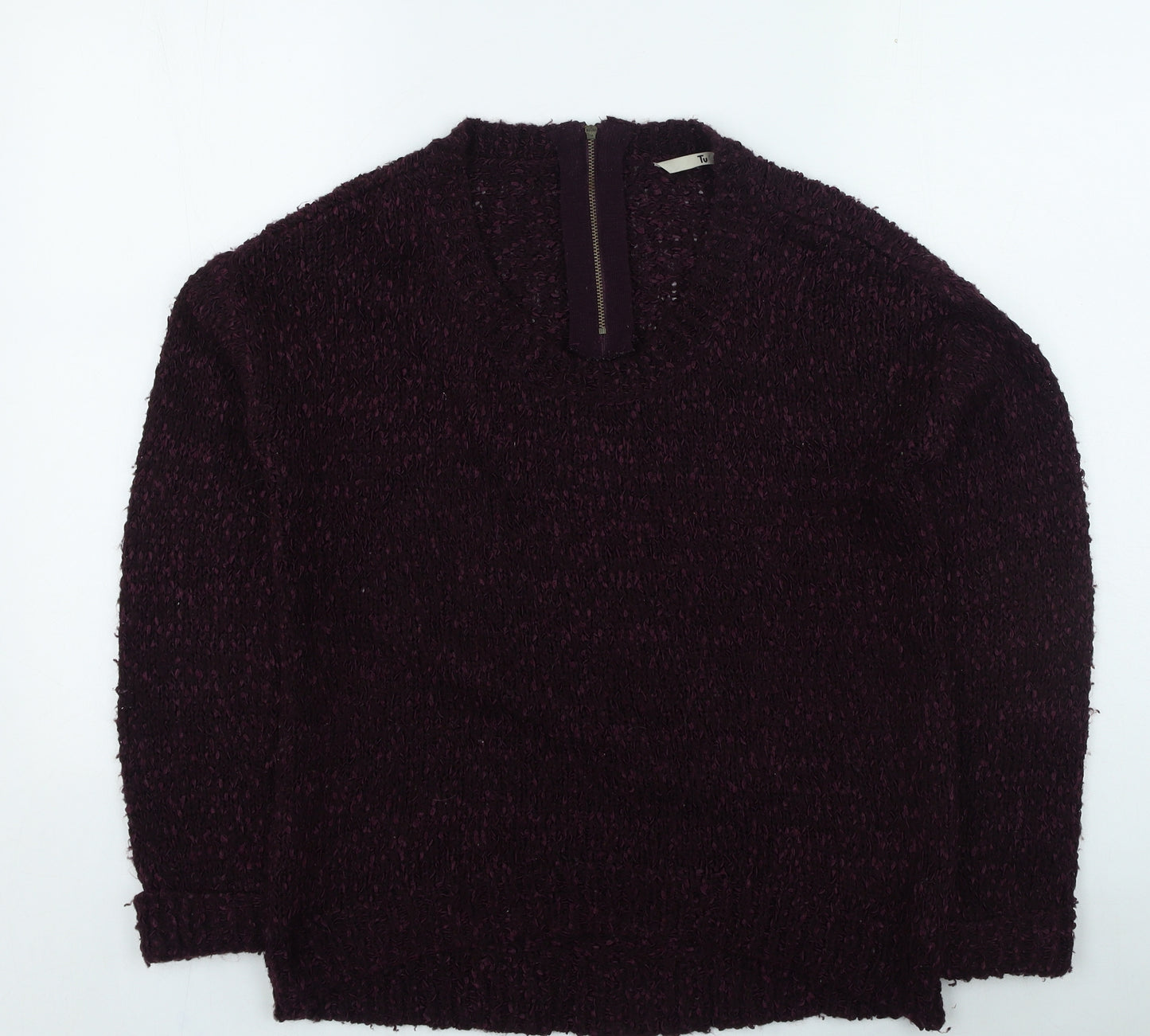 TU Womens Purple Round Neck Polyester Pullover Jumper Size 12