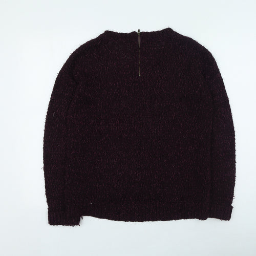 TU Womens Purple Round Neck Polyester Pullover Jumper Size 12