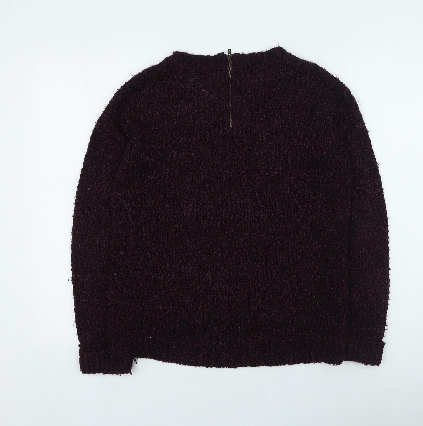 TU Womens Purple Round Neck Polyester Pullover Jumper Size 12
