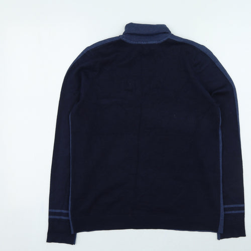 Et Eias Mens Blue Roll Neck Rayon Pullover Jumper Size M