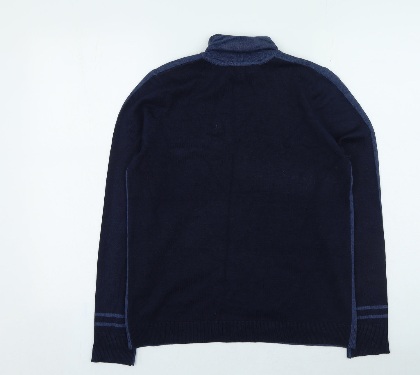 Et Eias Mens Blue Roll Neck Rayon Pullover Jumper Size M