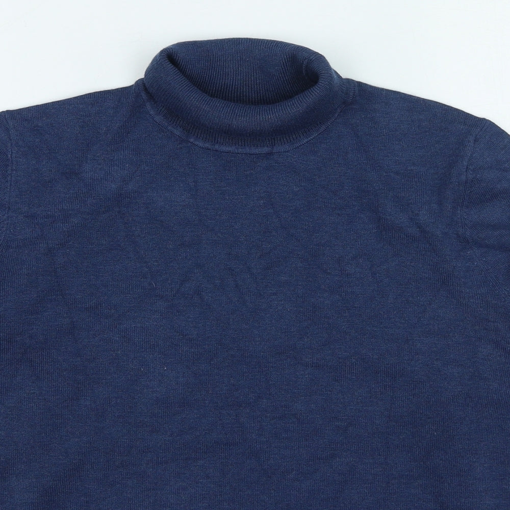 Et Eias Mens Blue Roll Neck Rayon Pullover Jumper Size M