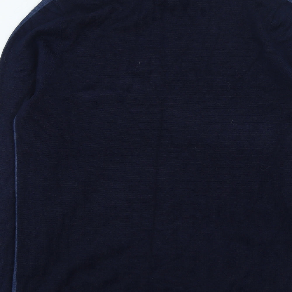 Et Eias Mens Blue Roll Neck Rayon Pullover Jumper Size M