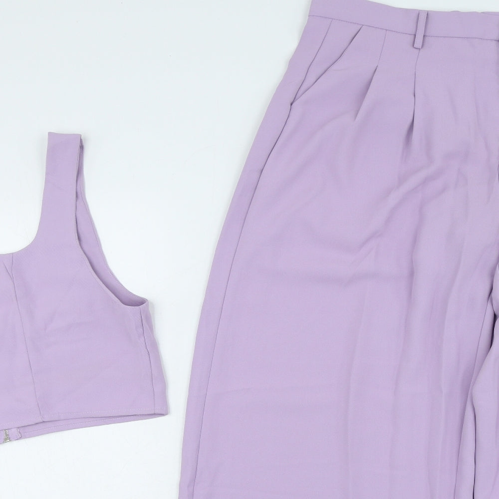 SheIn Womens Purple Polyester Trousers Outfit/Set Size L L28 in Zip