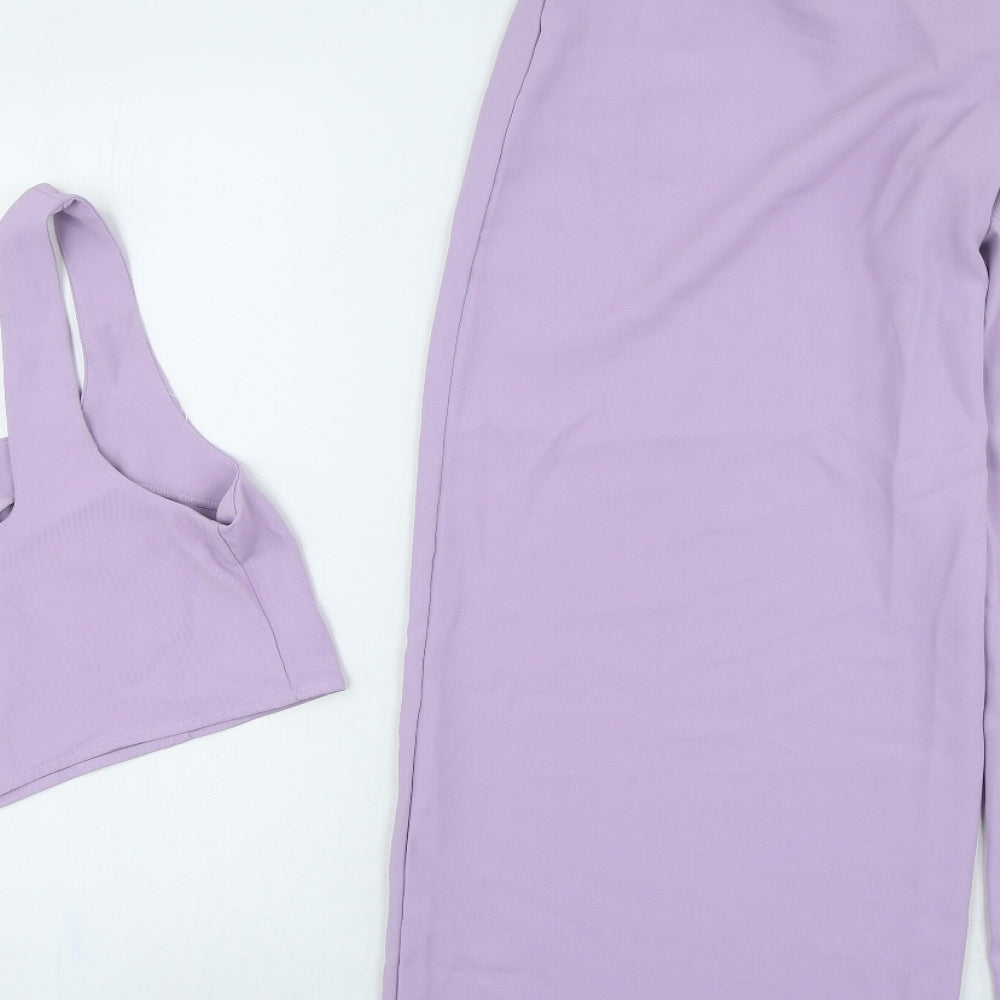 SheIn Womens Purple Polyester Trousers Outfit/Set Size L L28 in Zip