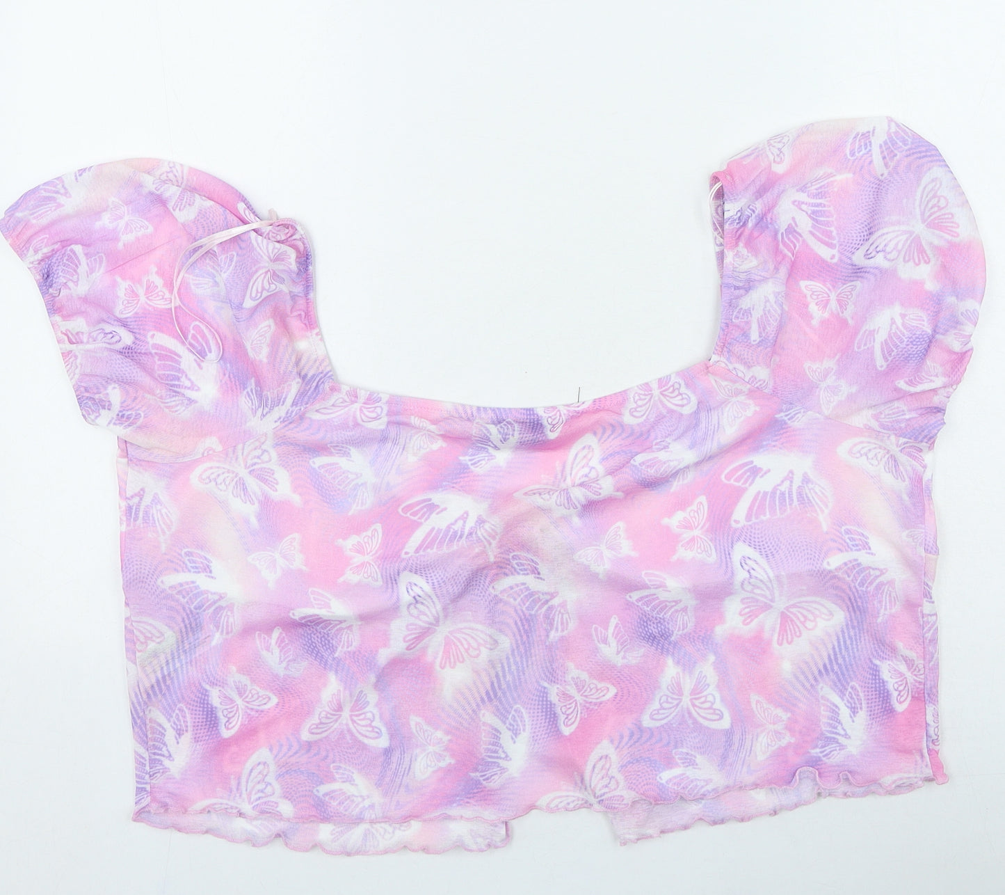 Primark Womens Pink Polyester Basic Blouse Size 2XL Round Neck - Butterflies
