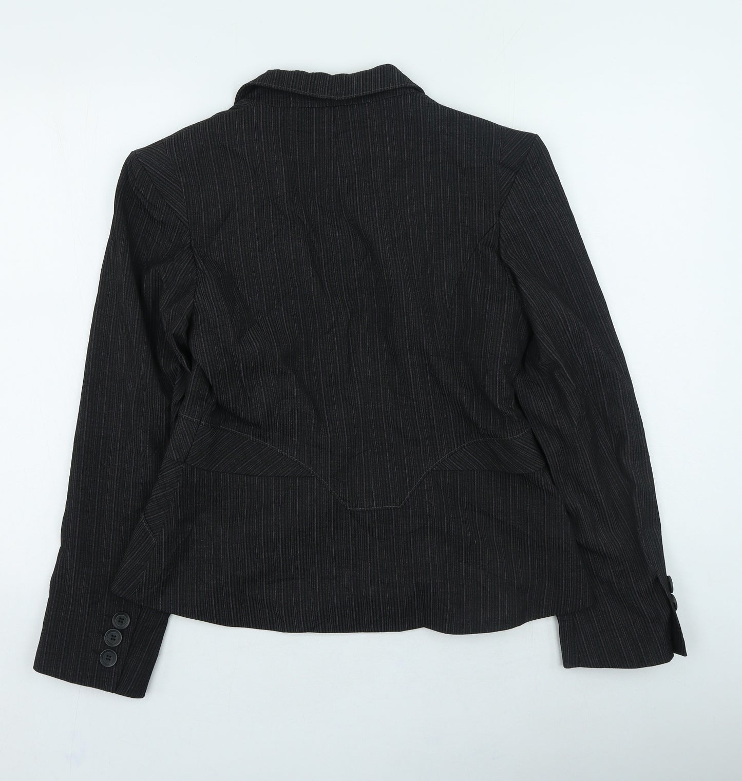 NEXT Womens Grey Striped Jacket Size 14 Button
