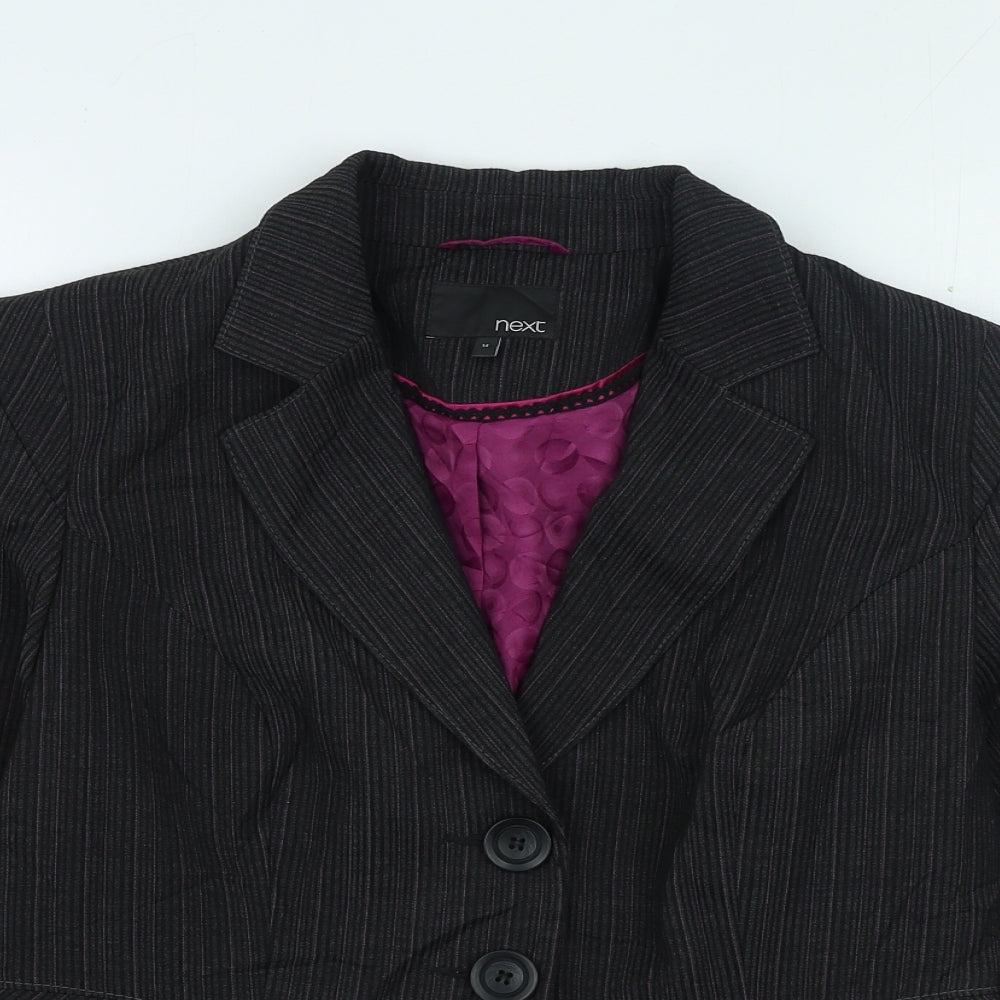 NEXT Womens Grey Striped Jacket Size 14 Button