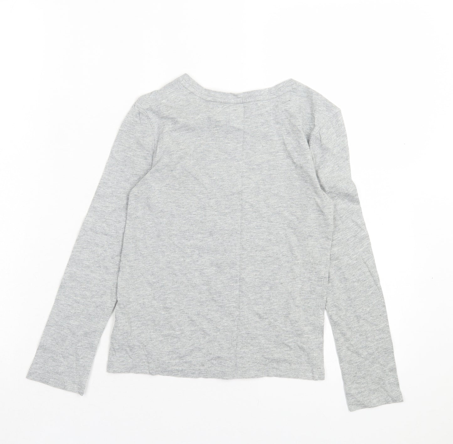 Gap Girls Grey Cotton Basic Casual Size 6-7 Years Crew Neck Pullover - Dog