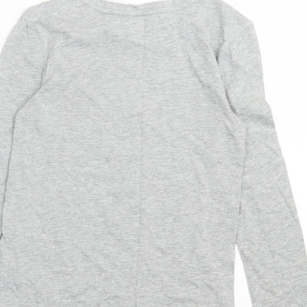 Gap Girls Grey Cotton Basic Casual Size 6-7 Years Crew Neck Pullover - Dog