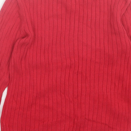 TU Girls Red Striped Cotton Basic Casual Size 5-6 Years High Neck Pullover