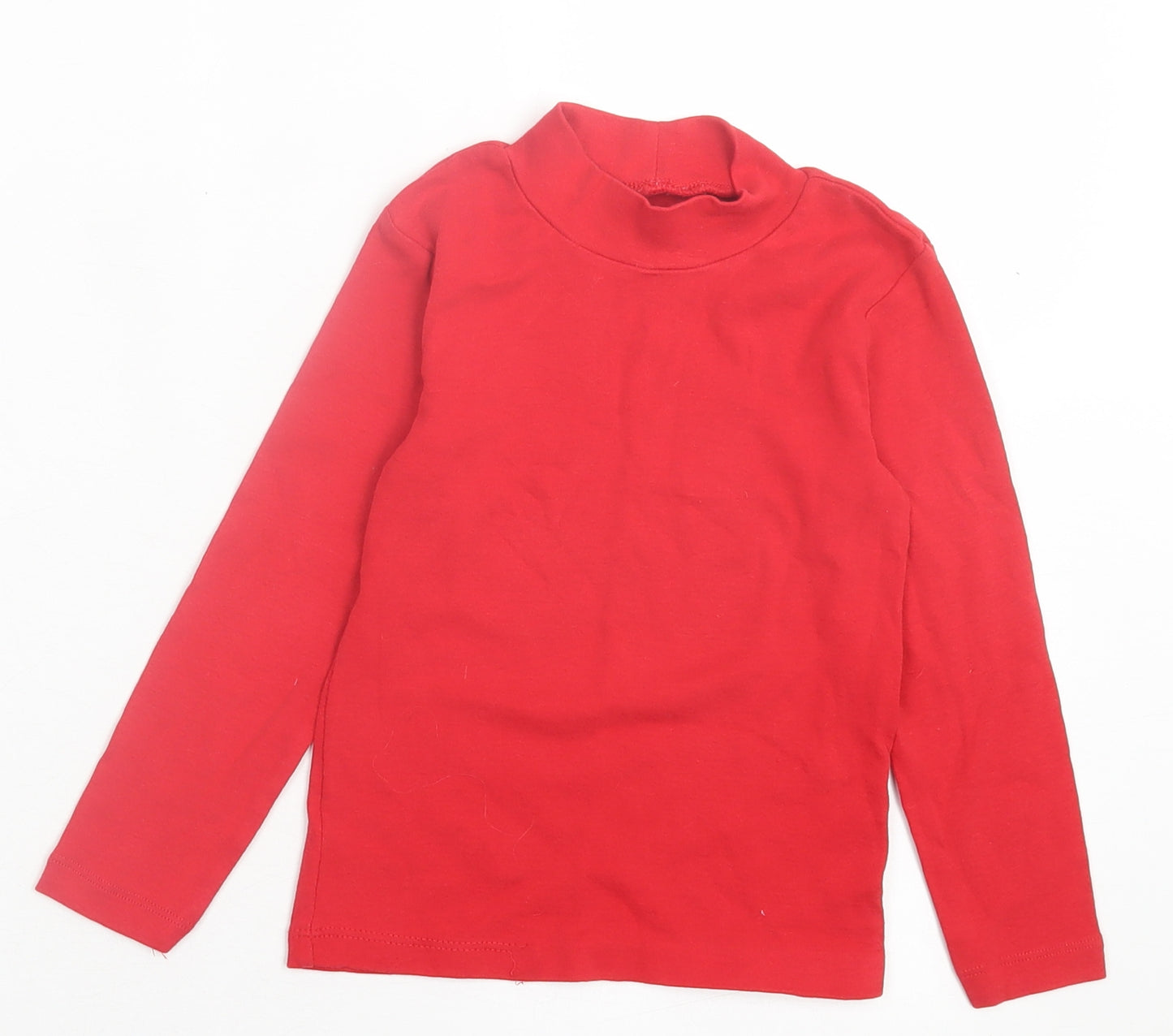 George Girls Red Cotton Basic Casual Size 4-5 Years High Neck Pullover