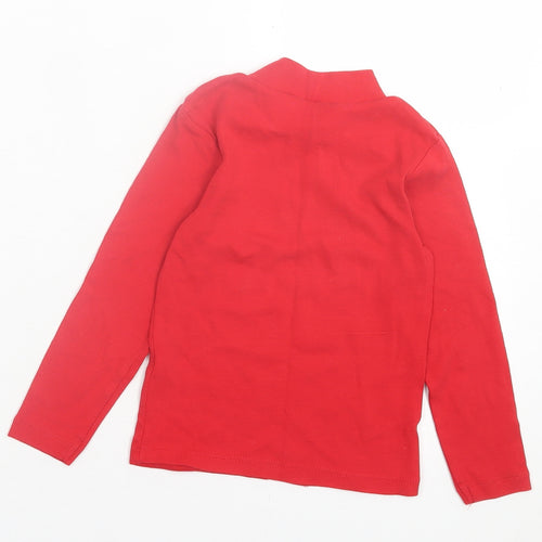 George Girls Red Cotton Basic Casual Size 4-5 Years High Neck Pullover