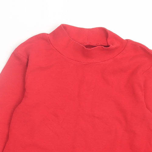 George Girls Red Cotton Basic Casual Size 4-5 Years High Neck Pullover