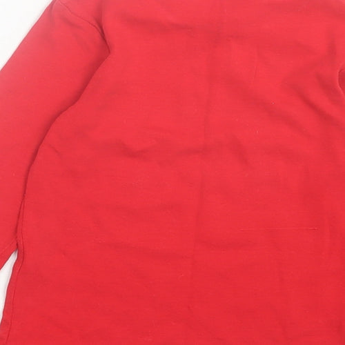 George Girls Red Cotton Basic Casual Size 4-5 Years High Neck Pullover