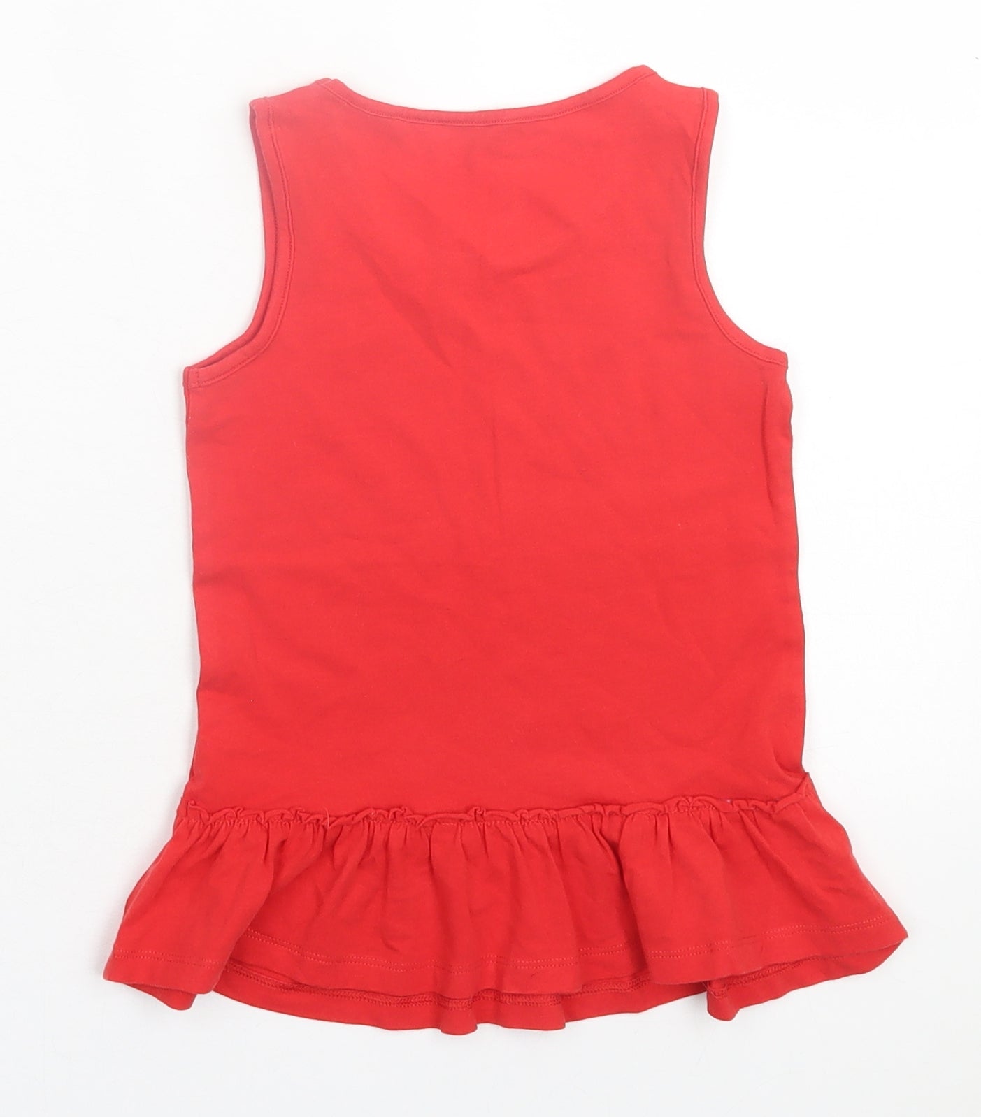 F&F Girls Red Cotton Basic Tank Size 5-6 Years Crew Neck Pullover