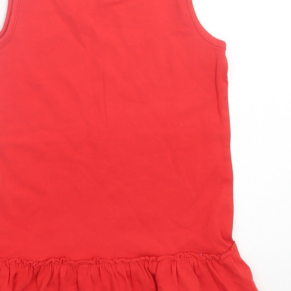 F&F Girls Red Cotton Basic Tank Size 5-6 Years Crew Neck Pullover