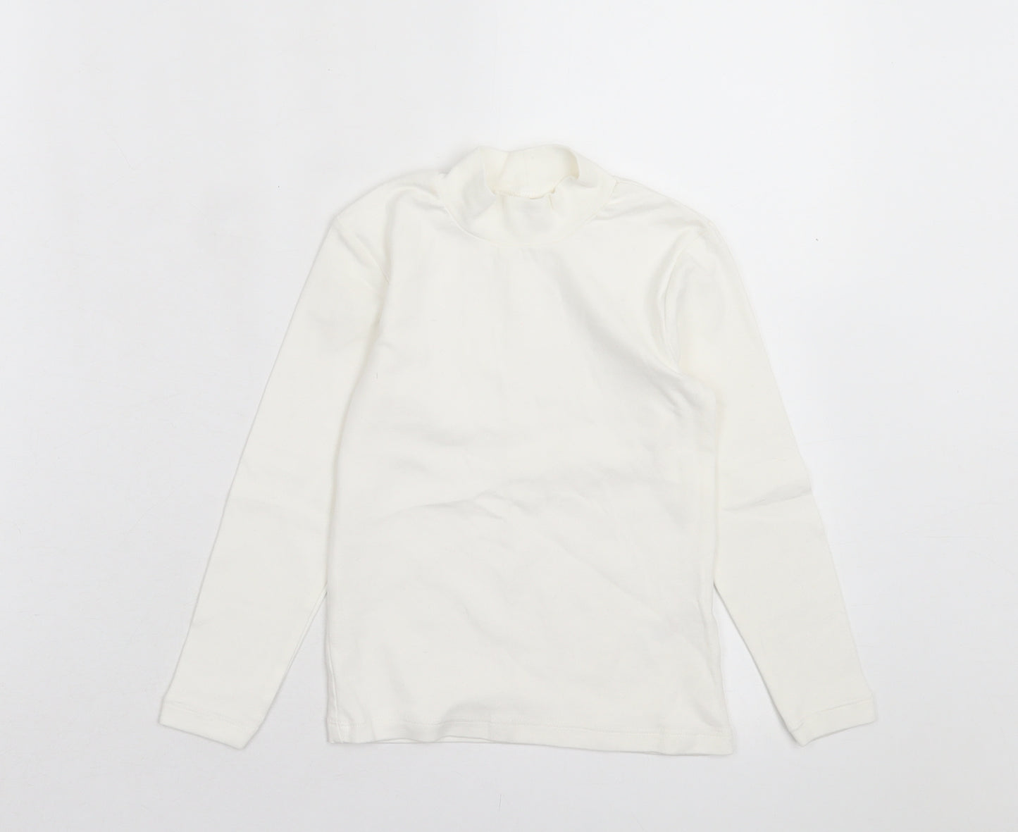 George Girls White Cotton Basic Casual Size 4-5 Years High Neck Pullover