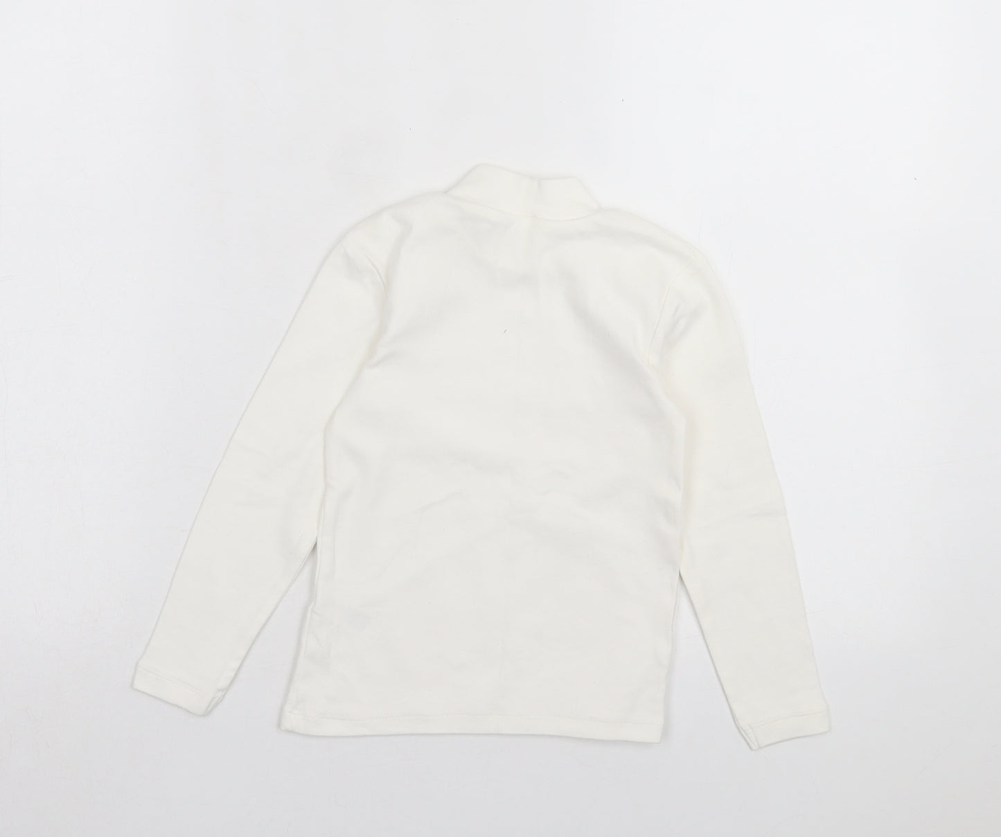 George Girls White Cotton Basic Casual Size 4-5 Years High Neck Pullover