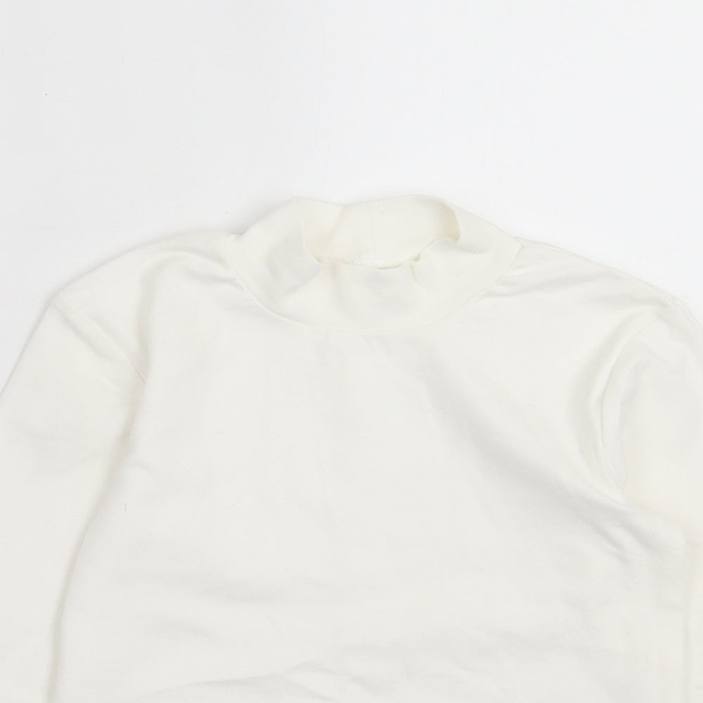 George Girls White Cotton Basic Casual Size 4-5 Years High Neck Pullover