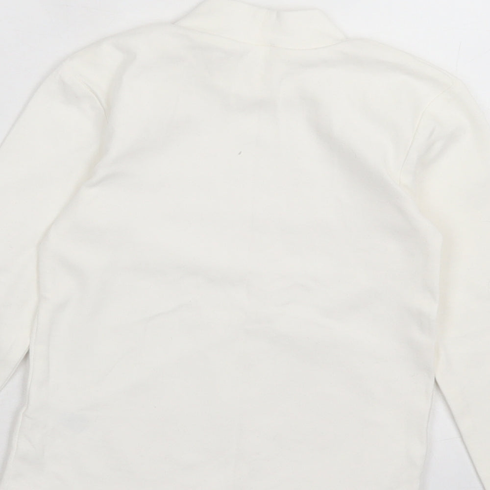 George Girls White Cotton Basic Casual Size 4-5 Years High Neck Pullover
